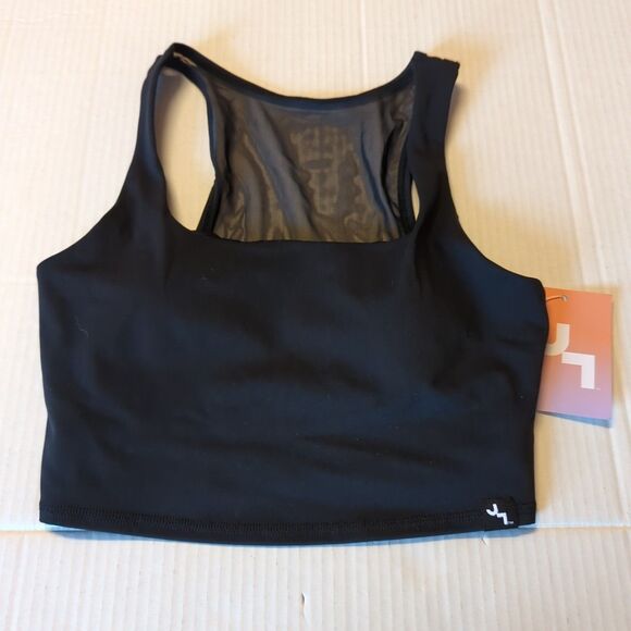 Joy Lab Sports Bra Womens XS Black Longline Mesh Back Active Workout - Picture 1 of 6